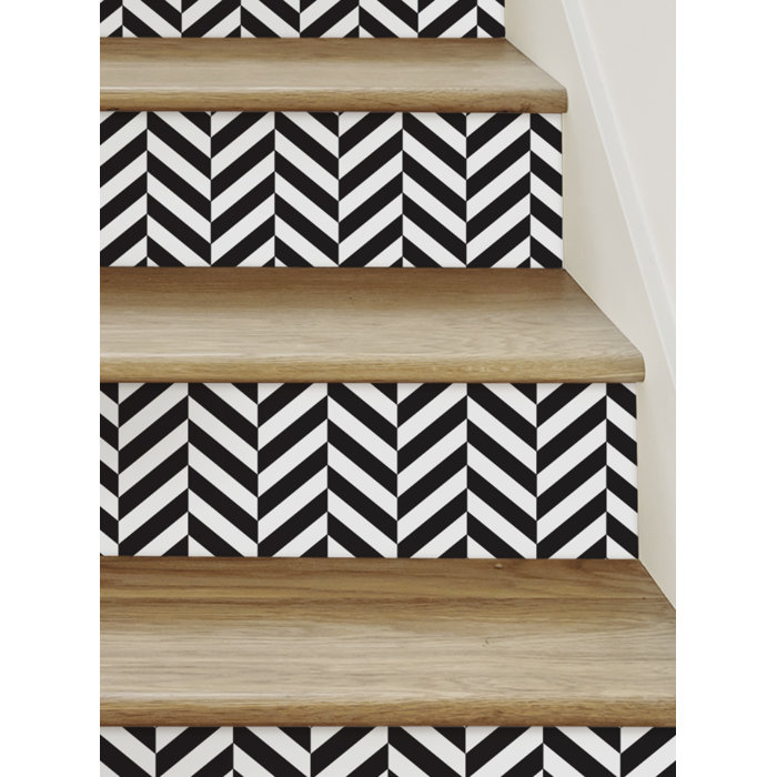 Corrigan Studio® Black/White Stair Risers Wall Stickers Wayfair